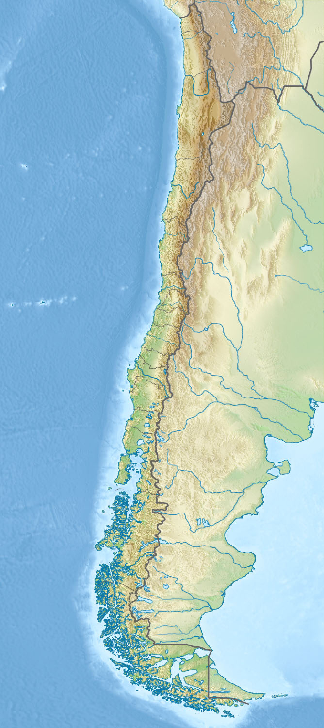 Mapa longitudinal de Chile con sus límites regionales
